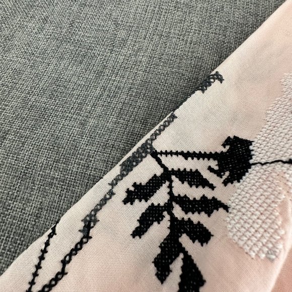 Venus Peachy Pink Top Embroidered Long Sleeve Boho Loose Fit Pleated Small - Picture 7 of 16